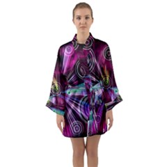 Fractal Circles Abstract Long Sleeve Satin Kimono