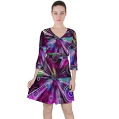 Fractal Circles Abstract Ruffle Dress