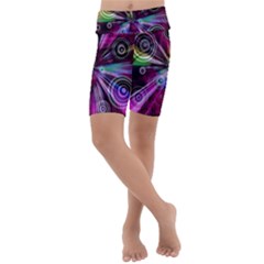 Fractal Circles Abstract Kids  Lightweight Velour Cropped Yoga Leggings