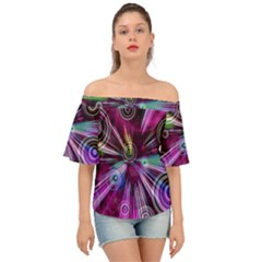 Fractal Circles Abstract Off Shoulder Short Sleeve Top