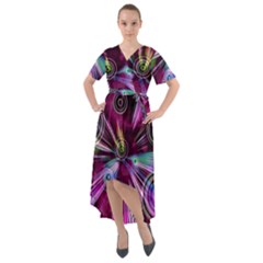 Fractal Circles Abstract Front Wrap High Low Dress