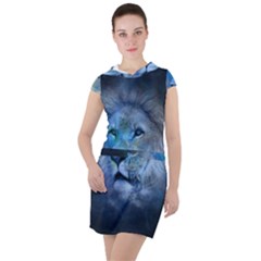 Astrology Zodiac Lion Drawstring Hooded Dress