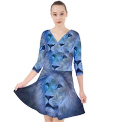 Astrology Zodiac Lion Quarter Sleeve Front Wrap Dress