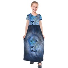 Astrology Zodiac Lion Kids  Short Sleeve Maxi Dress