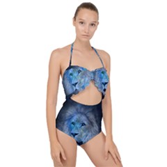 Astrology Zodiac Lion Scallop Top Cut Out Swimsuit