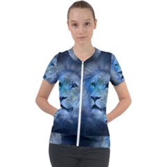 Astrology Zodiac Lion Short Sleeve Zip Up Jacket