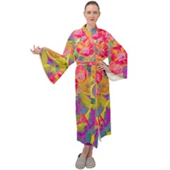 Red Liana Flower Maxi Velour Kimono by DinkovaArt