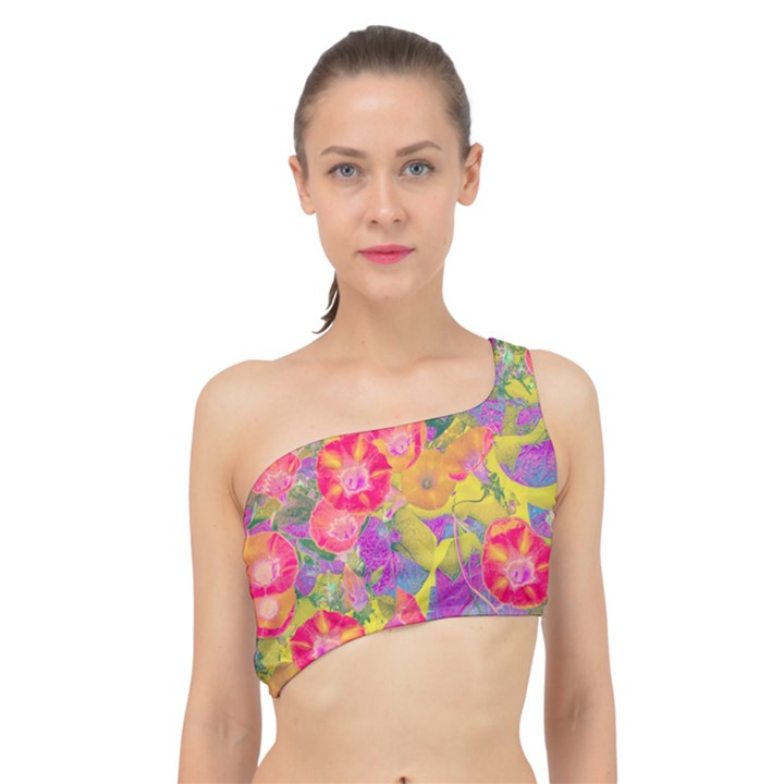 Red Liana Flower Spliced Up Bikini Top 