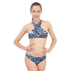 Marginata Flowers  High Neck Bikini Set by DinkovaArt