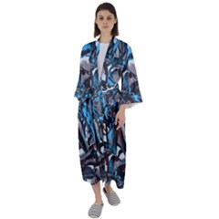 Marginata Flowers  Maxi Satin Kimono