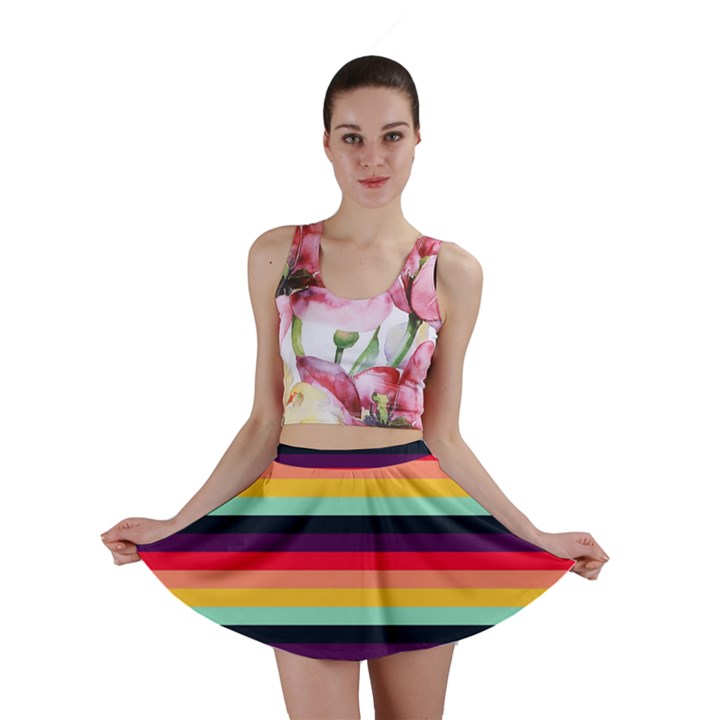 Contrast Rainbow Stripes Mini Skirt