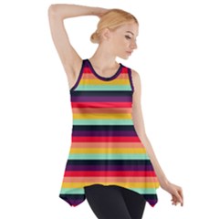 Contrast Rainbow Stripes Side Drop Tank Tunic by tmsartbazaar