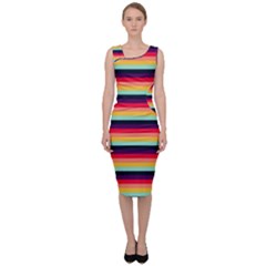 Contrast Rainbow Stripes Sleeveless Pencil Dress by tmsartbazaar