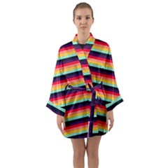 Contrast Rainbow Stripes Long Sleeve Satin Kimono by tmsartbazaar