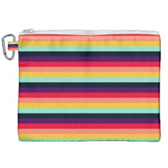 Contrast Rainbow Stripes Canvas Cosmetic Bag (xxl) by tmsartbazaar