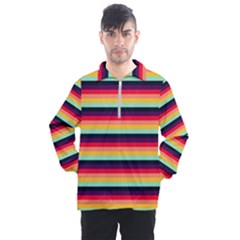 Contrast Rainbow Stripes Men s Half Zip Pullover by tmsartbazaar