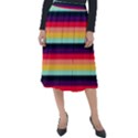 Contrast Rainbow Stripes Classic Velour Midi Skirt  View1