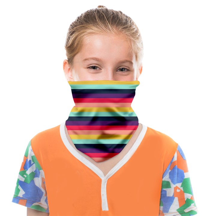 Contrast Rainbow Stripes Face Covering Bandana (Kids)