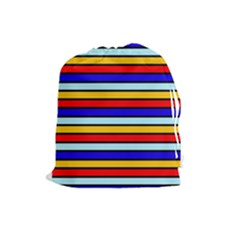 Red And Blue Contrast Yellow Stripes Drawstring Pouch (large) by tmsartbazaar