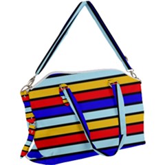 Red And Blue Contrast Yellow Stripes Canvas Crossbody Bag by tmsartbazaar