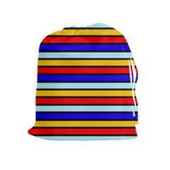 Red And Blue Contrast Yellow Stripes Drawstring Pouch (xl) by tmsartbazaar