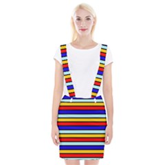 Red And Blue Contrast Yellow Stripes Braces Suspender Skirt by tmsartbazaar