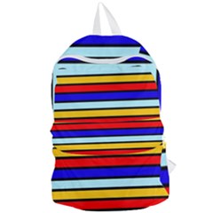 Red And Blue Contrast Yellow Stripes Foldable Lightweight Backpack by tmsartbazaar