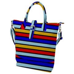 Red And Blue Contrast Yellow Stripes Buckle Top Tote Bag by tmsartbazaar