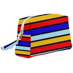 Red And Blue Contrast Yellow Stripes Wristlet Pouch Bag (large) by tmsartbazaar