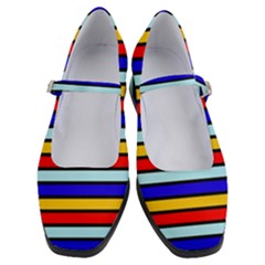 Red And Blue Contrast Yellow Stripes Women s Mary Jane Shoes