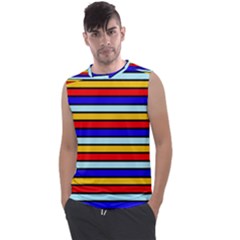 Red And Blue Contrast Yellow Stripes Men s Regular Tank Top