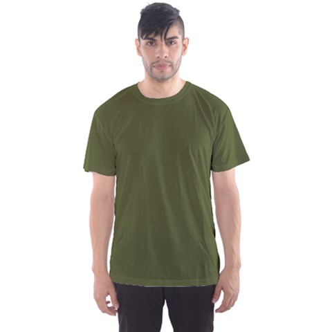 Army Green Solid Color Men s Sport Mesh Tee by SpinnyChairDesigns