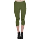 Army Green Solid Color Capri Leggings  View1