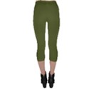 Army Green Solid Color Capri Leggings  View2