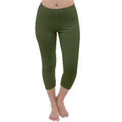 Army Green Solid Color Capri Winter Leggings  by SpinnyChairDesigns