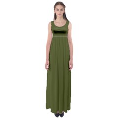 Army Green Solid Color Empire Waist Maxi Dress by SpinnyChairDesigns