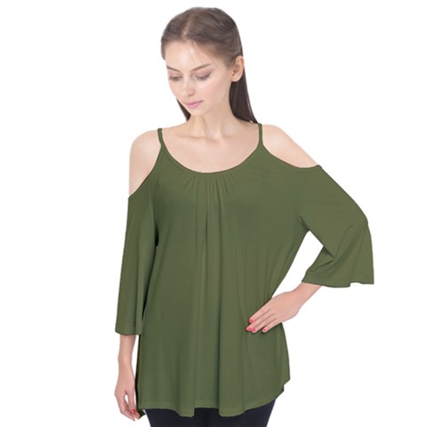 Army Green Solid Color Flutter Tees by SpinnyChairDesigns