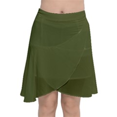 Army Green Solid Color Chiffon Wrap Front Skirt by SpinnyChairDesigns