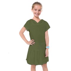 Army Green Solid Color Kids  Drop Waist Dress by SpinnyChairDesigns