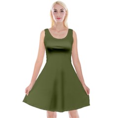 Army Green Solid Color Reversible Velvet Sleeveless Dress by SpinnyChairDesigns