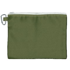 Army Green Solid Color Canvas Cosmetic Bag (xxl) by SpinnyChairDesigns