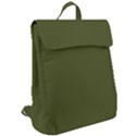 Army Green Solid Color Flap Top Backpack View2