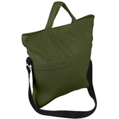 Army Green Solid Color Fold Over Handle Tote Bag by SpinnyChairDesigns