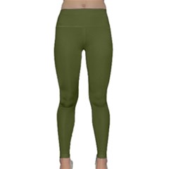 Army Green Solid Color Lightweight Velour Classic Yoga Leggings by SpinnyChairDesigns