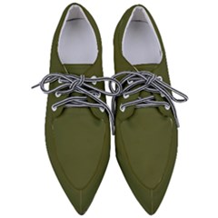 Army Green Solid Color Pointed Oxford Shoes by SpinnyChairDesigns