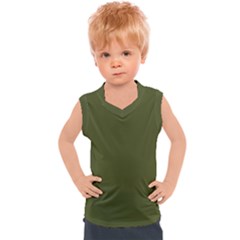 Army Green Solid Color Kids  Sport Tank Top