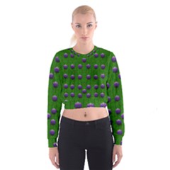 Power To The Big Flowers Festive Cropped Sweatshirt by pepitasart