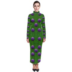 Power To The Big Flowers Festive Turtleneck Maxi Dress by pepitasart