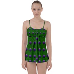 Power To The Big Flowers Festive Babydoll Tankini Set by pepitasart