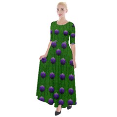 Power To The Big Flowers Festive Half Sleeves Maxi Dress by pepitasart